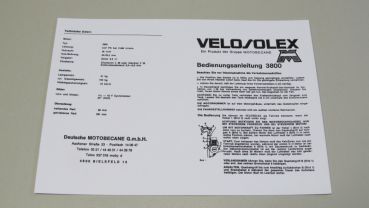 Bedienungsanleitung für das Modell 3800 (VeloSoleX), neu