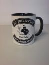 Kaffee-Tasse mit Druck, weiß/innen schwarz, neu